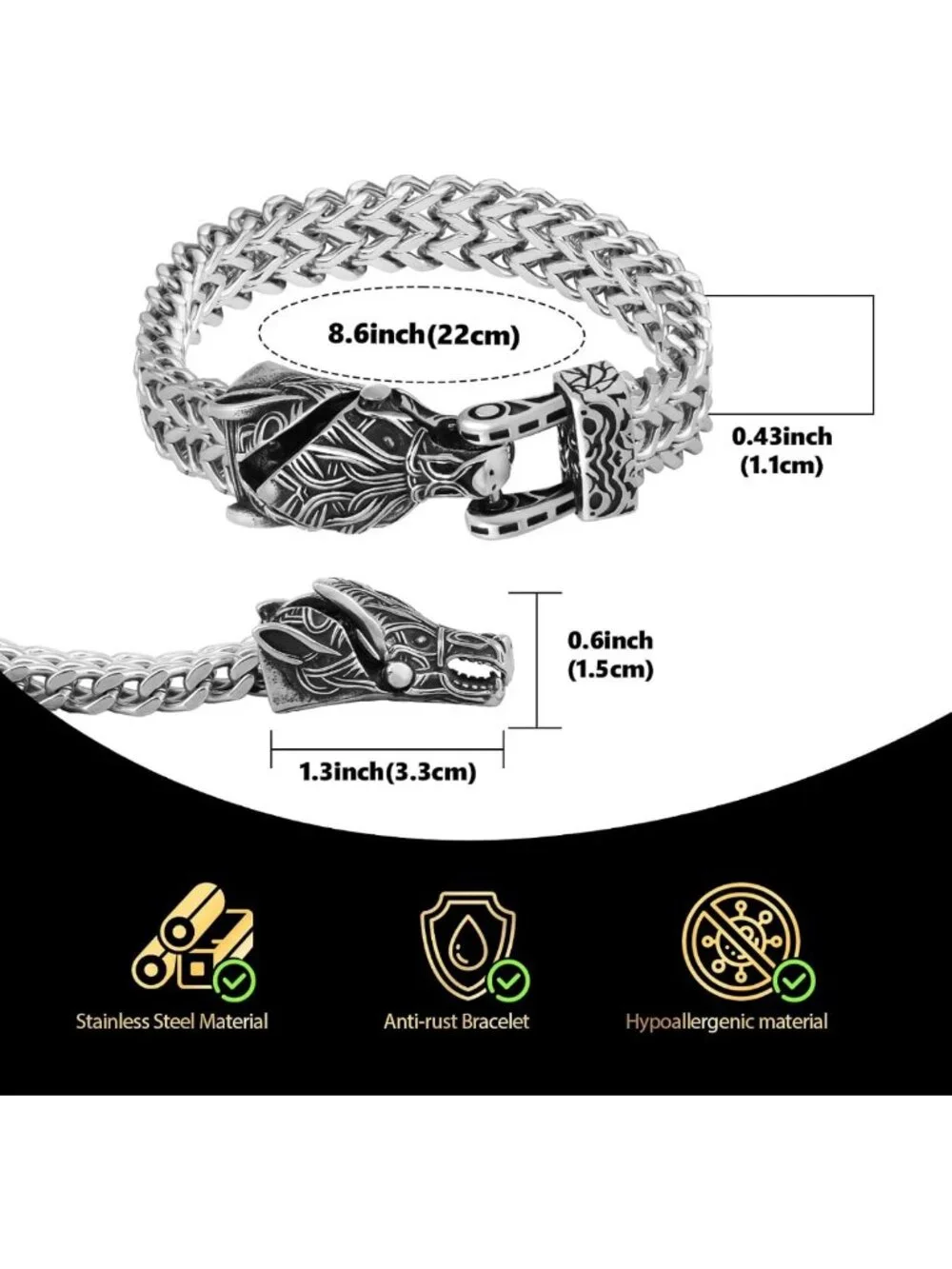 Gothic Punk Heavy Chain Bracelet Collection | Vintage Biker Viking Jewelry